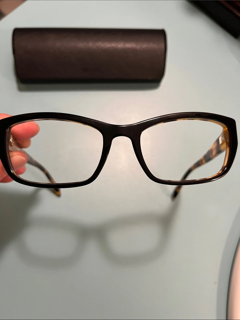Prada Eyeglasses VPR 18O NAI-1O1 Black on Tokyo Havana Frame Italy 135- in case
